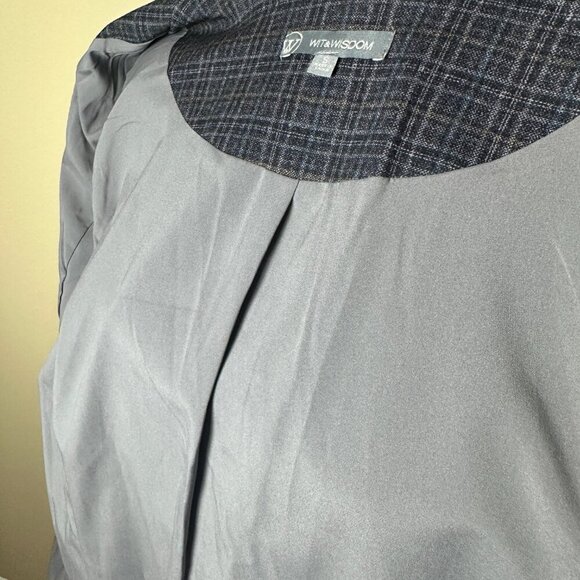 NORDSTROM Wit & Wisdom Plaid Grey Blue One Button Blazer Jacket Size Small - Picture 11 of 11